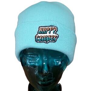 Blue "Happy Camper" Beanie Hat | Size OS